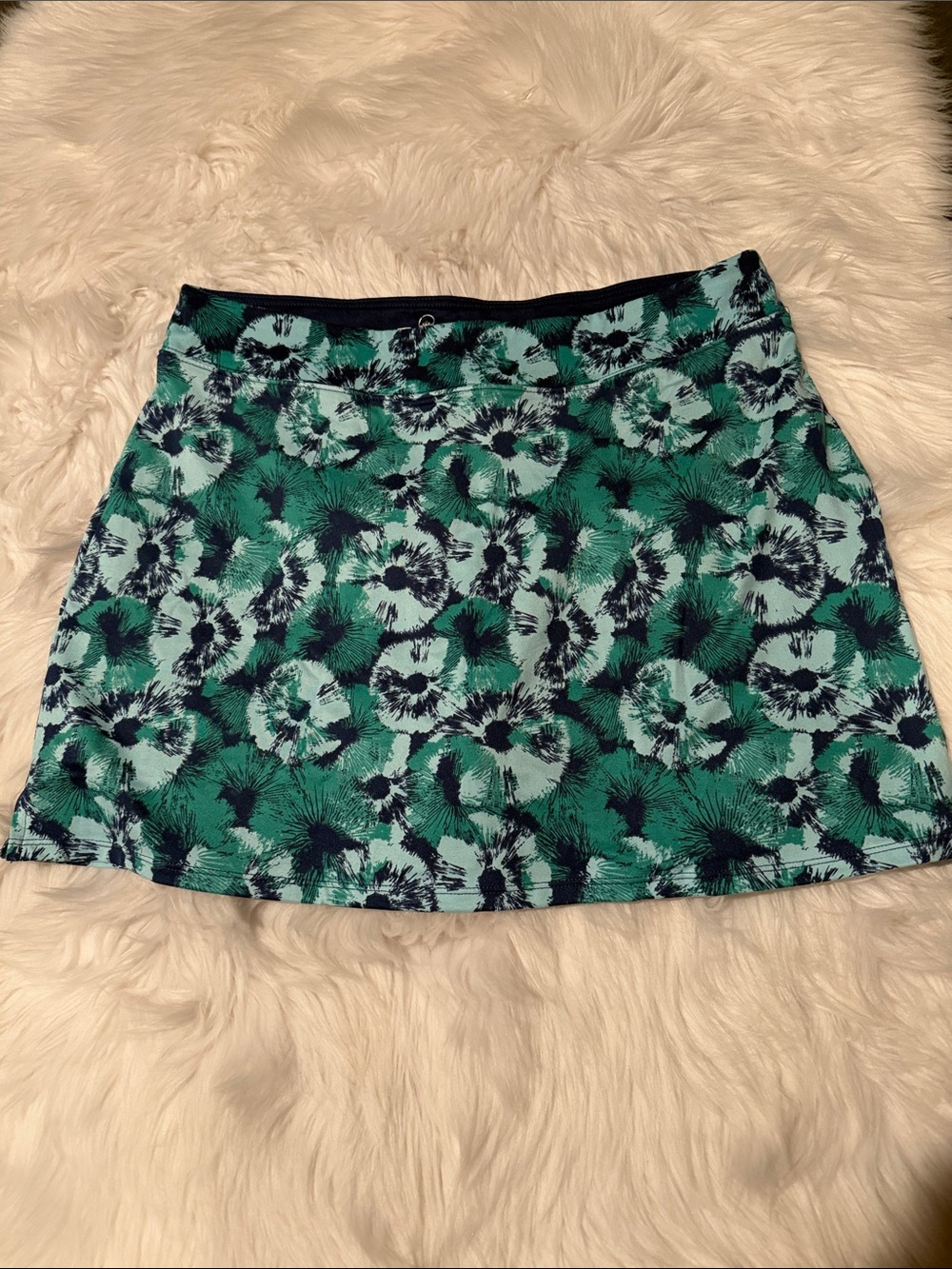 Tranquility by Colorado Clothing Green and Navy Floral Mini Skirt